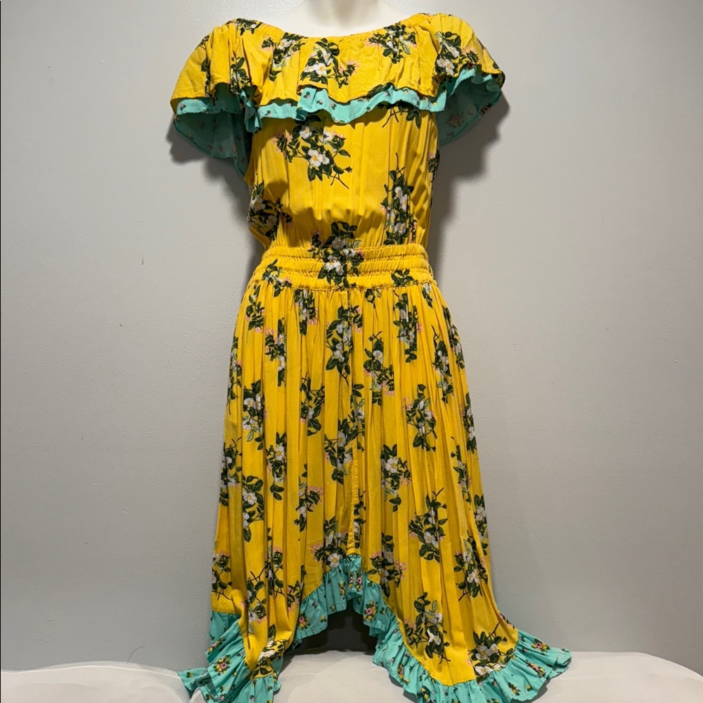 Matilda Jane Yellow and Teal Asymmetrical Dress